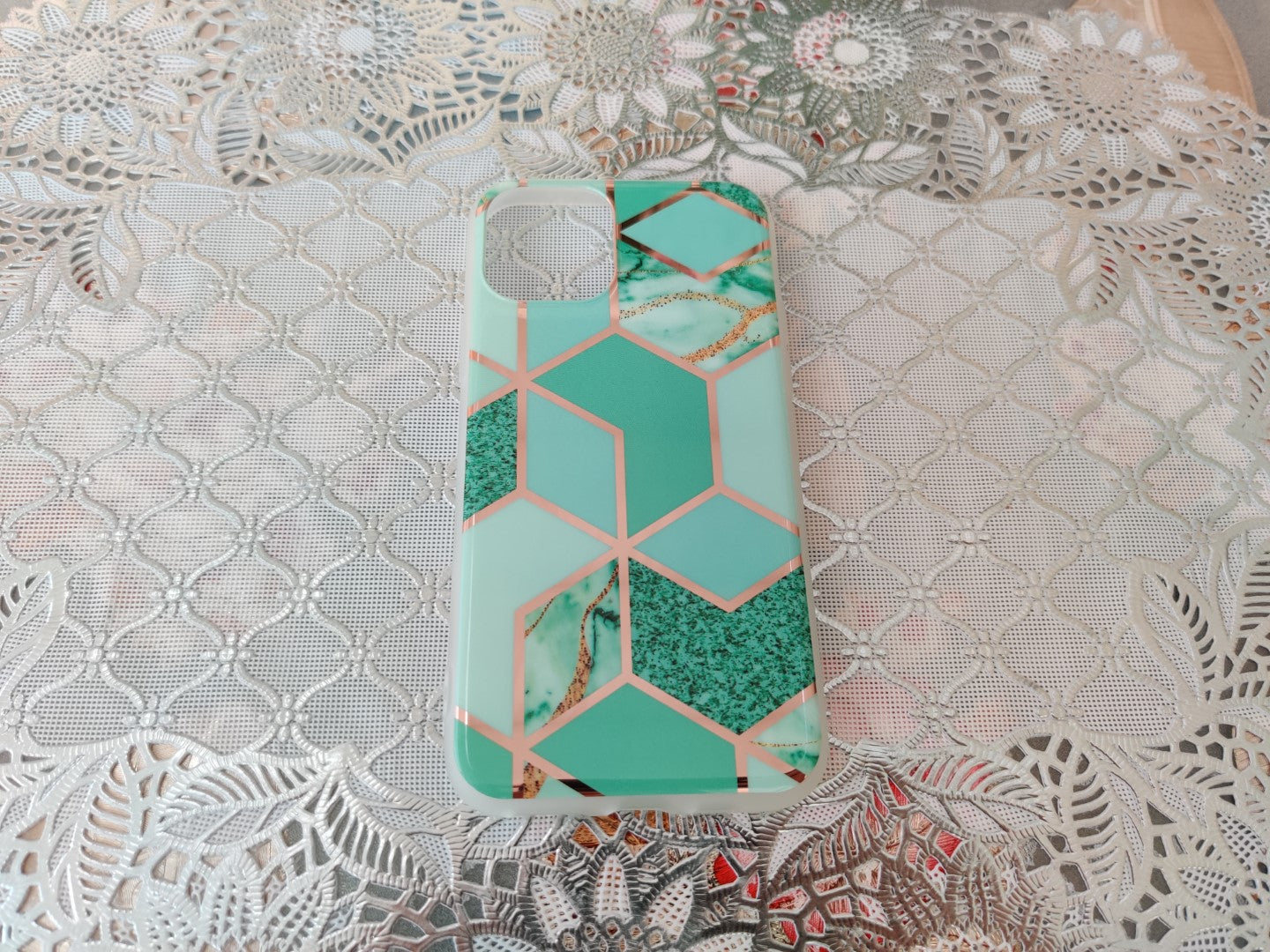 Marble Geometric TPU Green Case - For iPhone 11 - mosaccessories